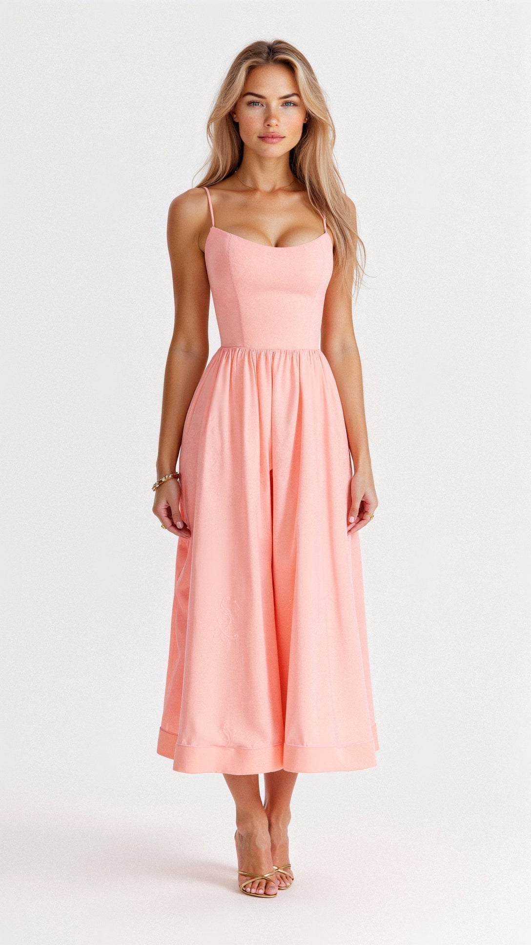 Robe Midi à Encolure Ascot et Coupe Évasée pour Femme | Idéale pour l'Été - Emilia Lane