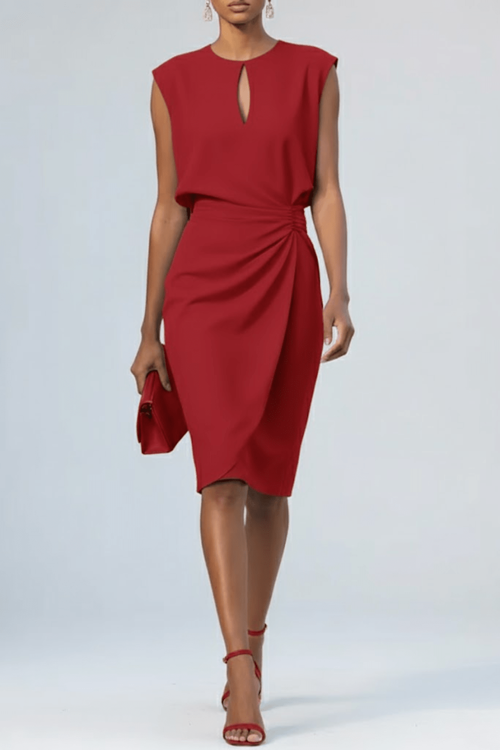 Robe Midi à Encolure Ronde et Détail Noué pour Femme | Idéale pour l'Été - Emilia Lane