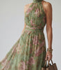 Robe Midi à Taille Cintrée et Col Halter pour Femme - Emilia Lane