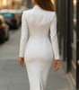Robe Midi Ajustée avec Col Tailleur pour Femmes - Emilia Lane