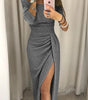Robe Midi Brillante Épaules Dénudées pour Femme | Idéale pour les Sorties - Emilia Lane