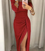 Robe Midi Brillante Épaules Dénudées pour Femme | Idéale pour les Sorties - Emilia Lane