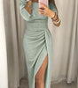 Robe Midi Brillante Épaules Dénudées pour Femme | Idéale pour les Sorties - Emilia Lane