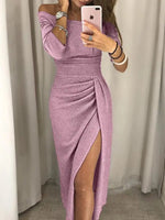 Robe Midi Brillante Épaules Dénudées pour Femme | Idéale pour les Sorties - Emilia Lane