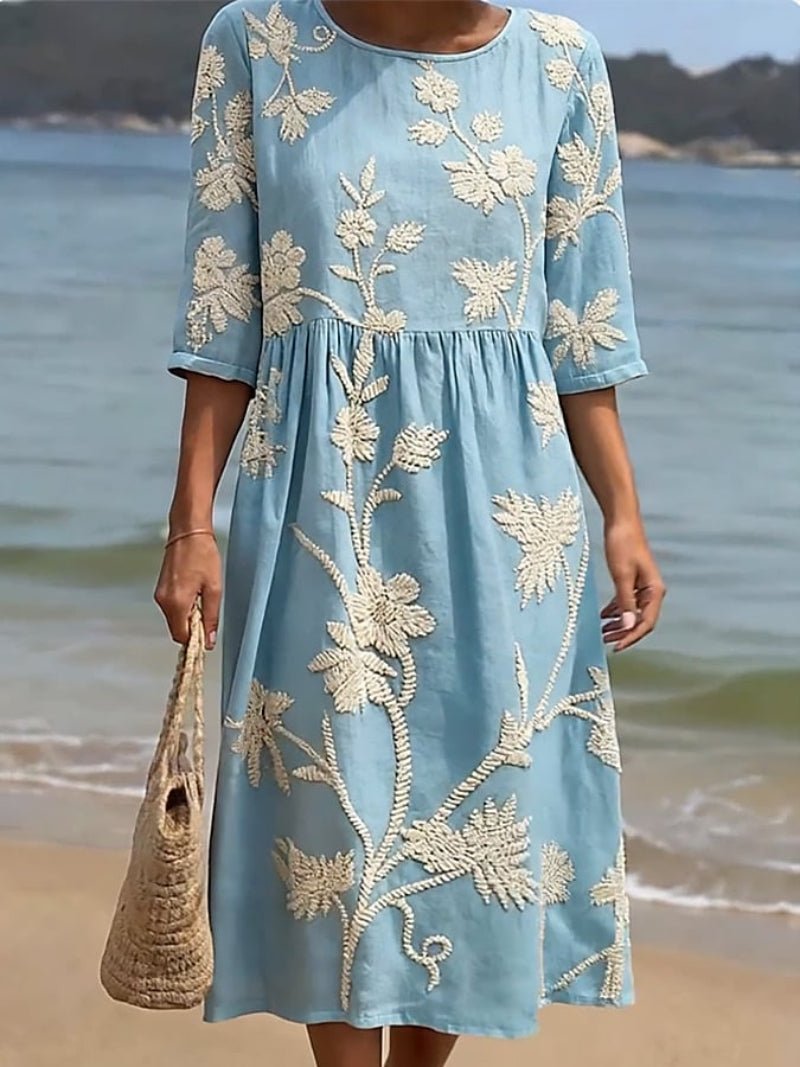 Robe Midi Brodée pour Femme | Idéale pour le Quotidien - Emilia Lane