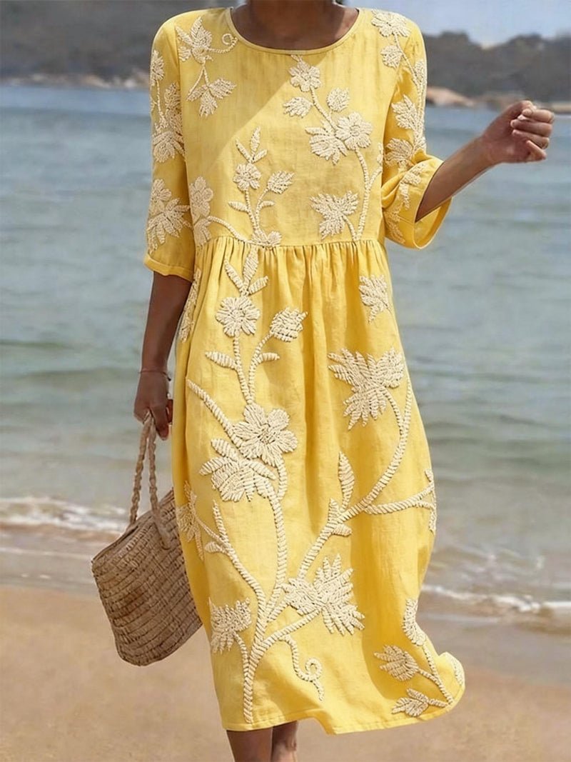 Robe Midi Brodée pour Femme | Idéale pour le Quotidien - Emilia Lane
