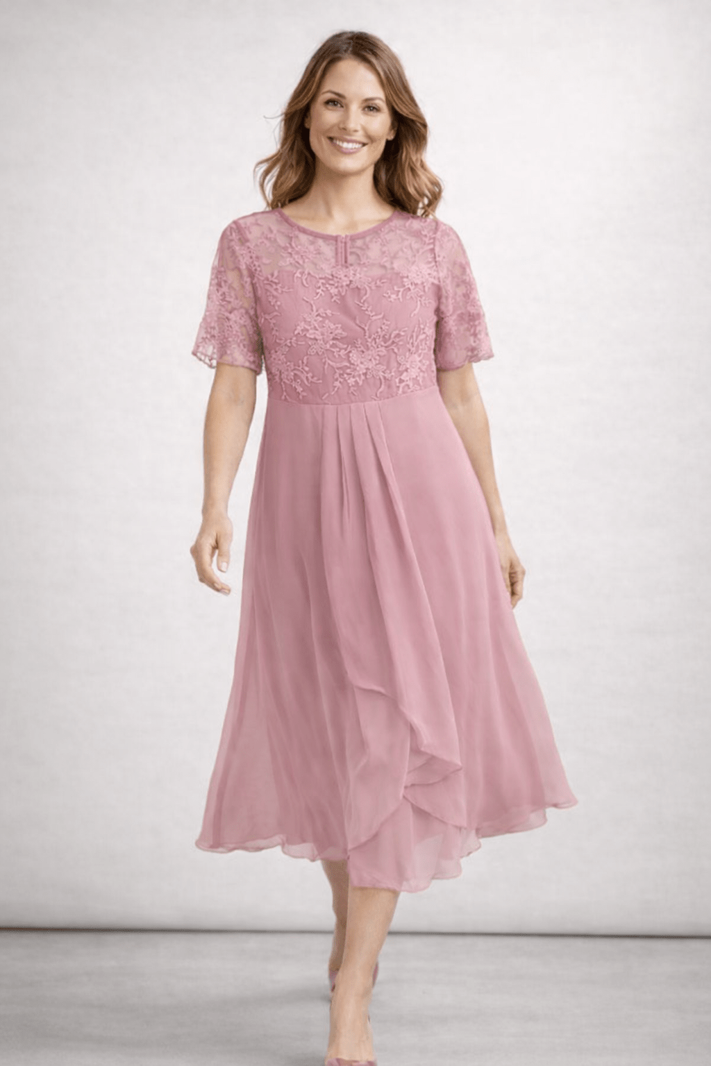 Robe Midi Dentelle et Chiffon pour Femmes - Emilia Lane