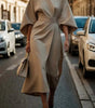 Robe Midi Élégante à Manches Ballon pour Femmes - Emilia Lane