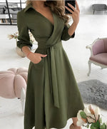 Robe Midi Élégante à Manches Longues pour Femme | Idéale pour les Occasions Spéciales - Emilia Lane