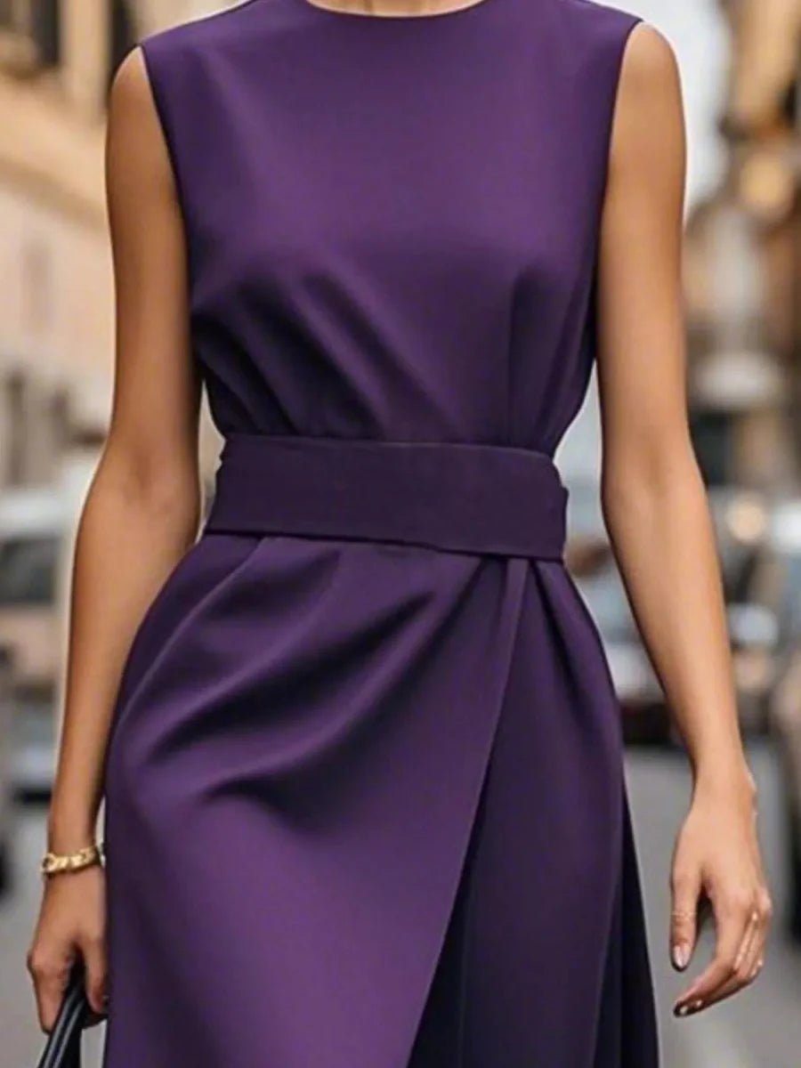 Robe Midi Élégante Sans Manches pour Femmes - Emilia Lane