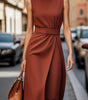 Robe Midi Élégante Sans Manches pour Femmes - Emilia Lane