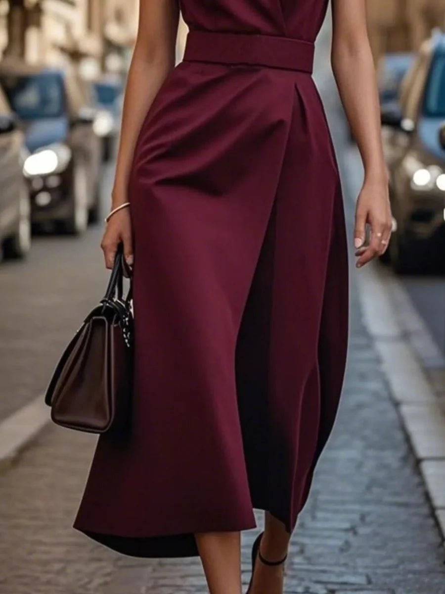 Robe Midi Élégante Sans Manches pour Femmes - Emilia Lane