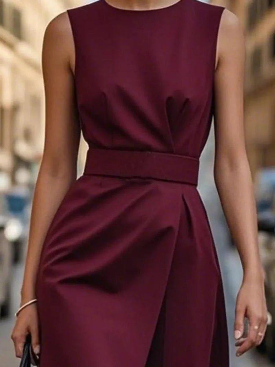 Robe Midi Élégante Sans Manches pour Femmes - Emilia Lane