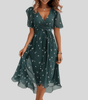 Robe Midi Évasée Col V pour Femmes - Emilia Lane
