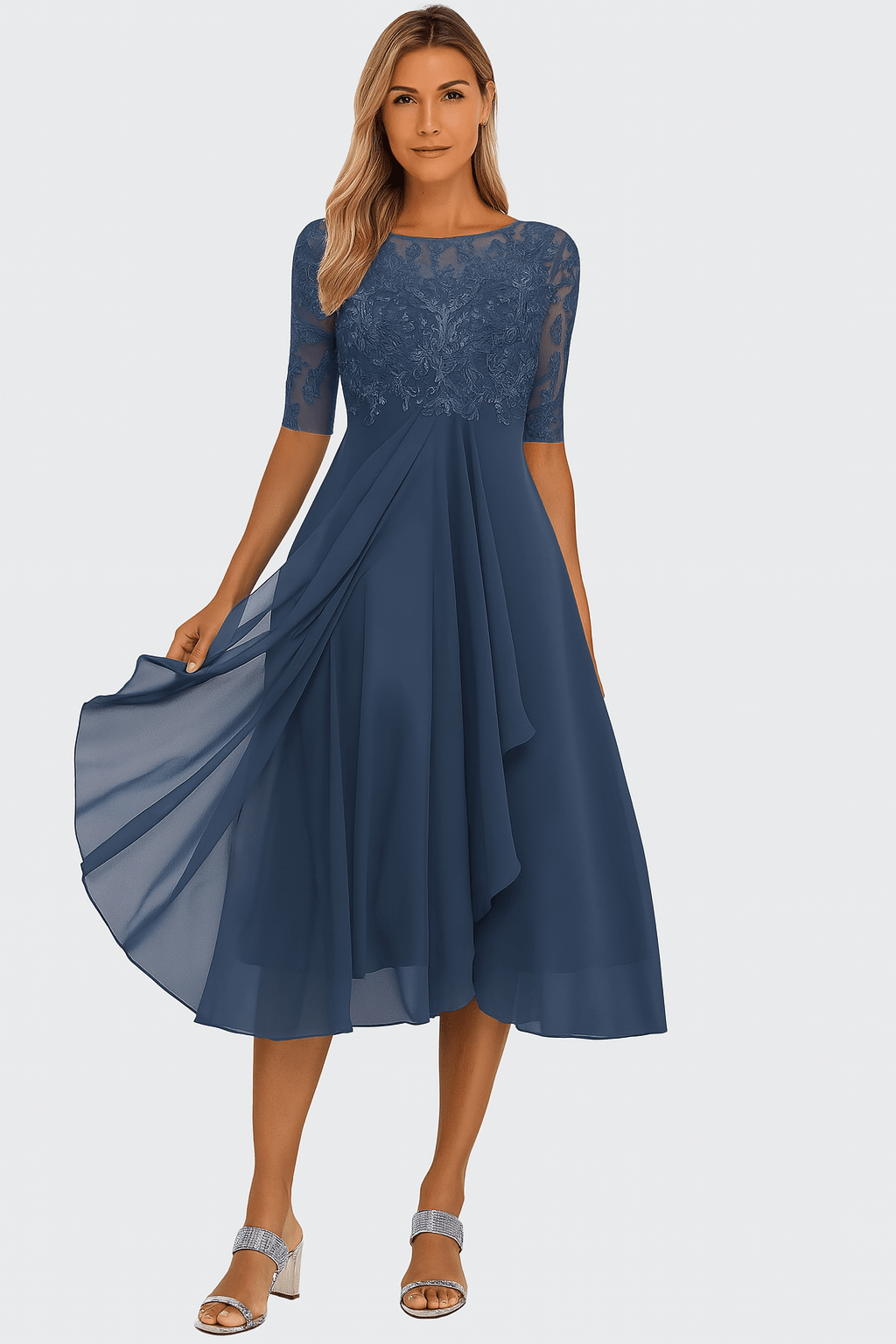 Robe Midi Évasée en Dentelle pour Femme | Idéale pour le Quotidien - Emilia Lane