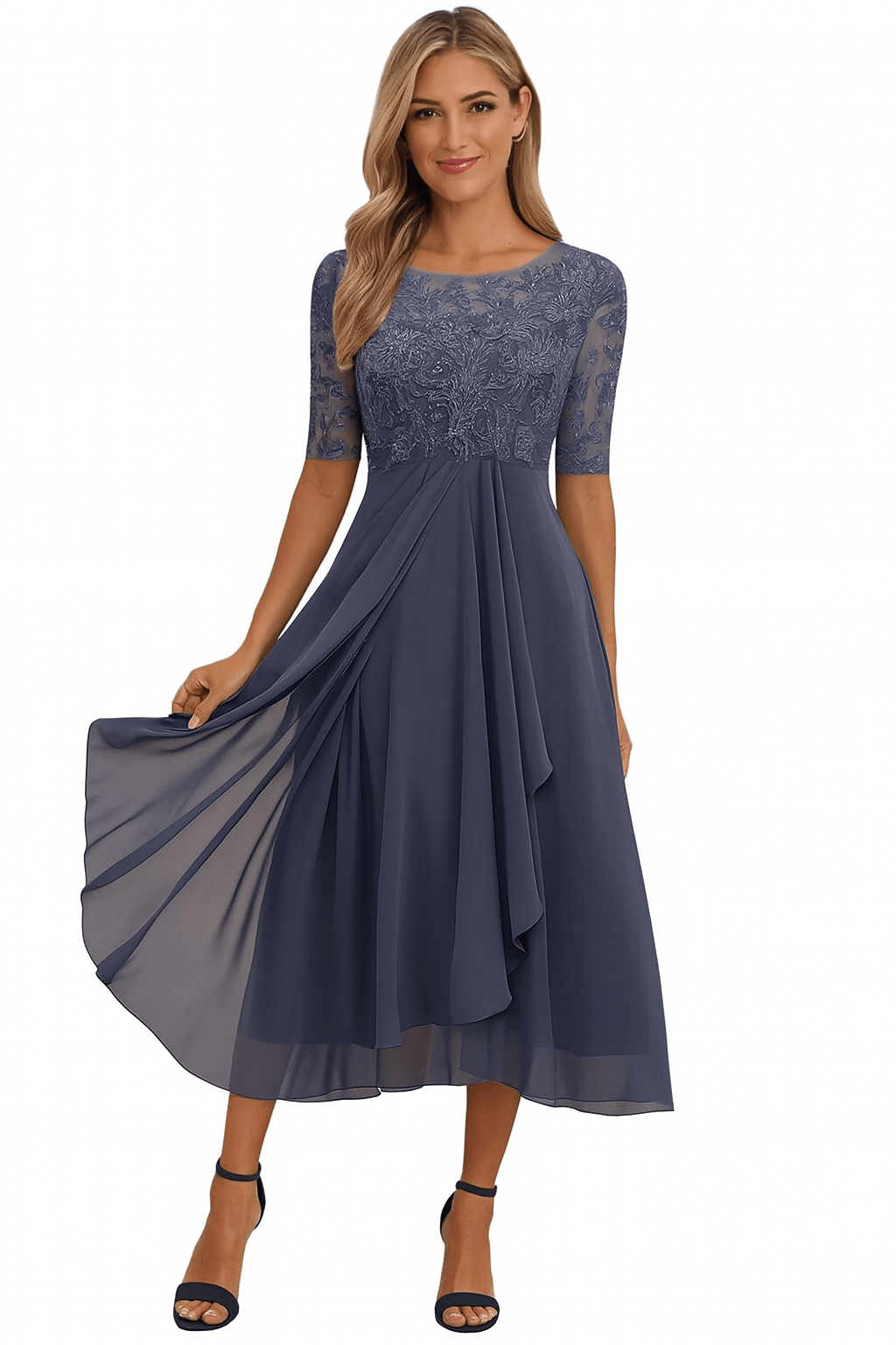 Robe Midi Évasée en Dentelle pour Femme | Idéale pour le Quotidien - Emilia Lane