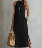 Robe Midi Femme Col Mandarin en Lin et Coton - Emilia Lane