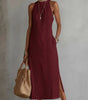 Robe Midi Femme Col Mandarin en Lin et Coton - Emilia Lane