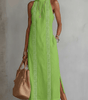 Robe Midi Femme Col Mandarin en Lin et Coton - Emilia Lane