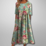 Robe Midi Imprimée à Col Rond pour Femmes - Emilia Lane