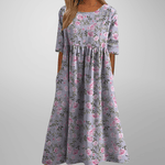 Robe Midi Imprimée à Col Rond pour Femmes - Emilia Lane