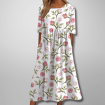 Robe Midi Imprimée à Col Rond pour Femmes - Emilia Lane