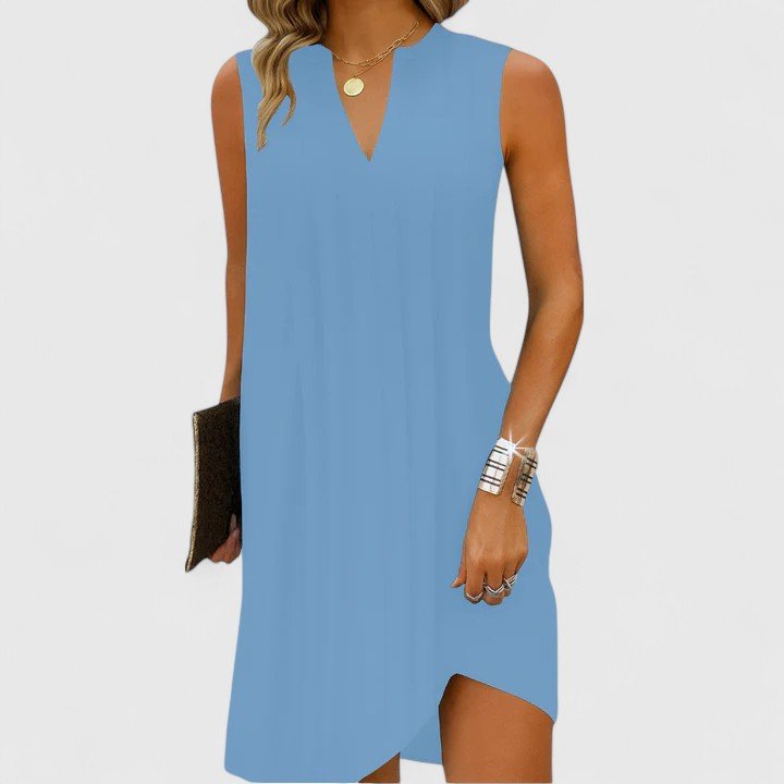 Robe midi sans manches à col en V pour femmes - Emilia Lane