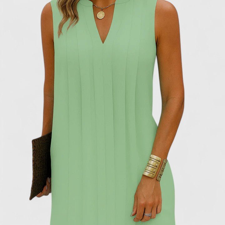 Robe midi sans manches à col en V pour femmes - Emilia Lane