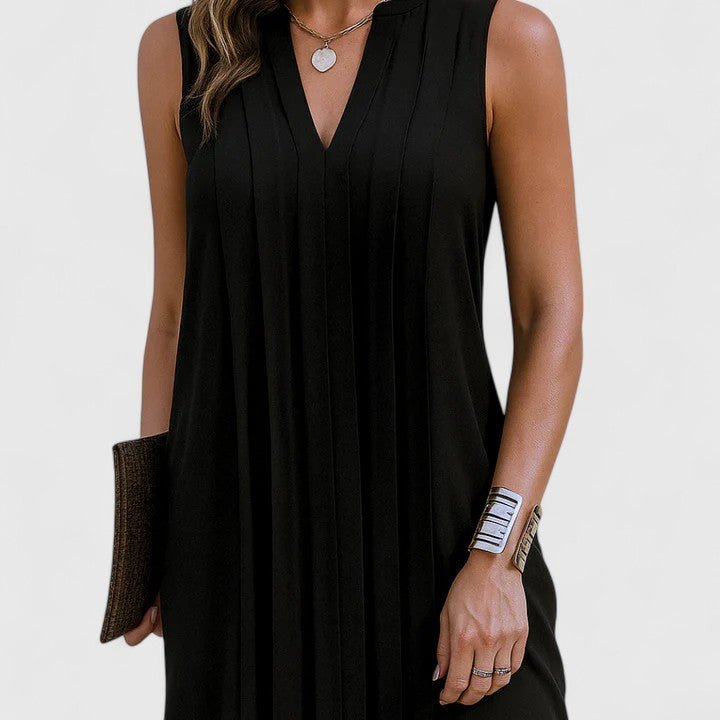 Robe midi sans manches à col en V pour femmes - Emilia Lane