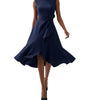 Robe Midi Sans Manches à Détail Drapé pour Femme | Idéale pour les Sorties - Emilia Lane
