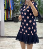 Robe Plissée Pois Pink Navy Coupe Ajustée - Emilia Lane