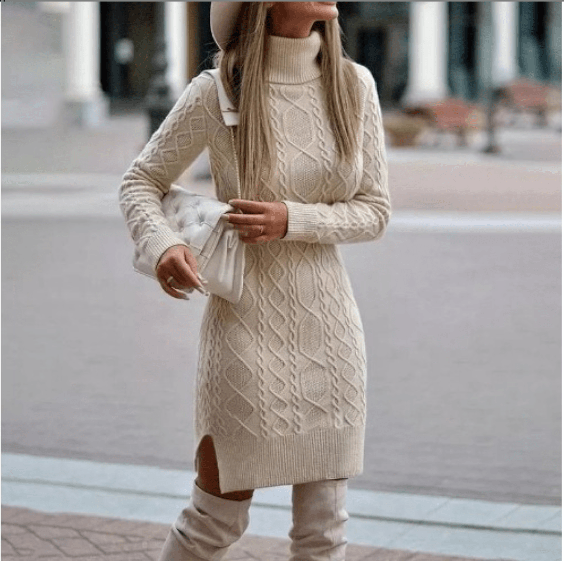 Robe Pull Col à Revers à Manches Longues pour Femme - Emilia Lane
