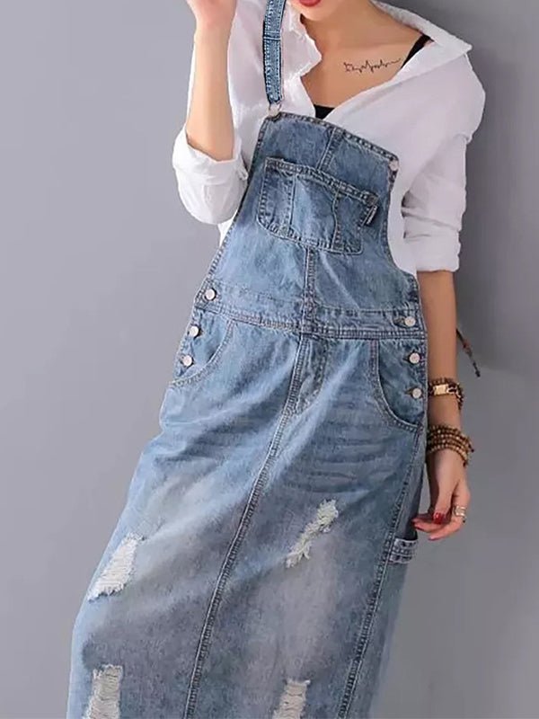 Robe Salopette Longue en Jean pour Femmes - Emilia Lane