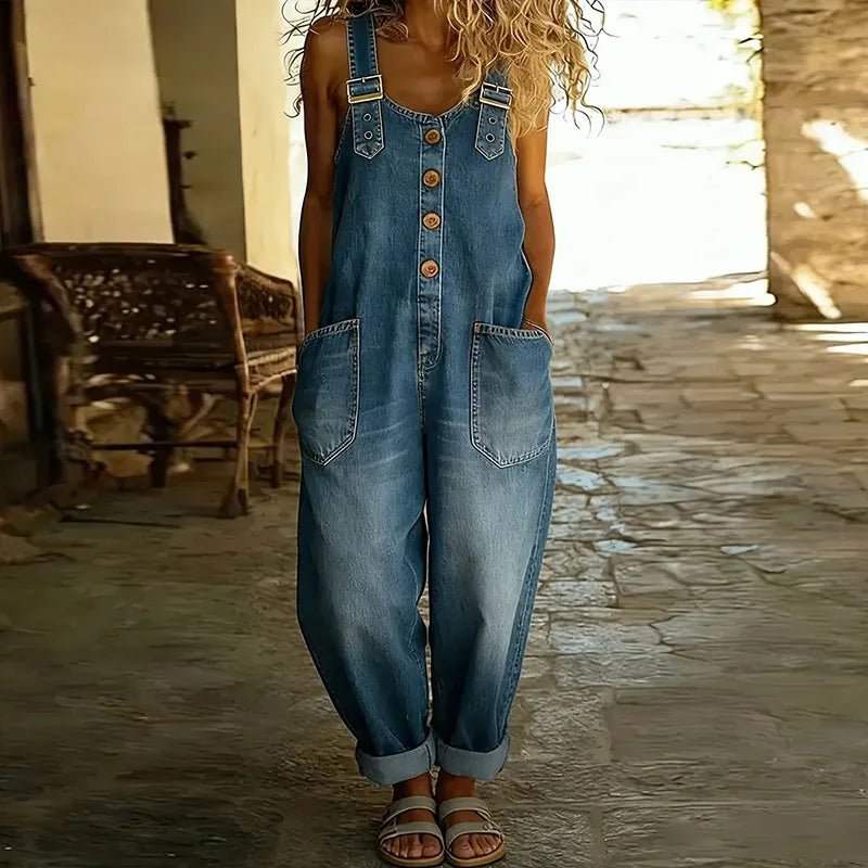 Salopette en Denim - Look avec Bretelles Réglables pour Femmes - Emilia Lane