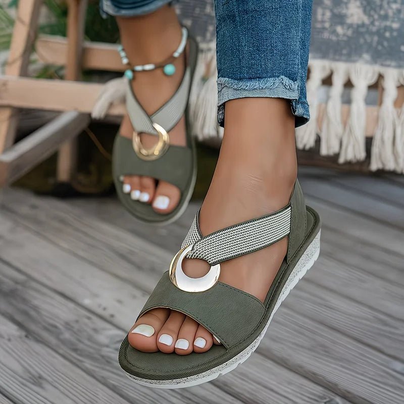 Sandales Ouvertes avec Boucle Métallique pour Femme | Idéale pour l'Été - Emilia Lane
