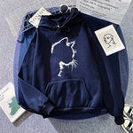 Sweat à Capuche Imprimé Chat Style Minimaliste pour Femmes - Emilia Lane