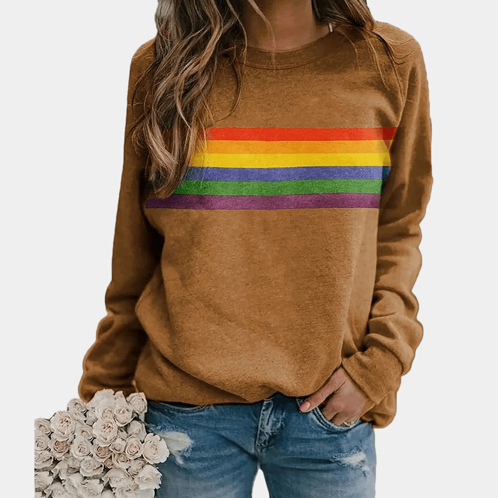 Sweat-shirt à rayures colorées à manches longues pour femmes - Emilia Lane