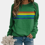 Sweat-shirt à rayures colorées à manches longues pour femmes - Emilia Lane