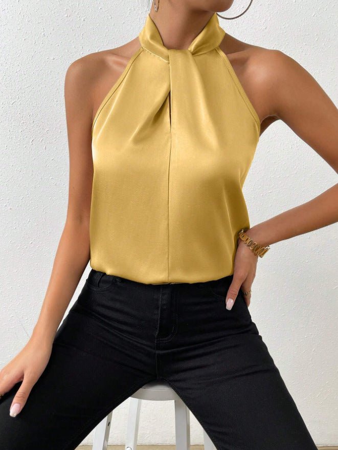 Top Satiné Sans Manches à Nœud pour Femme | Idéal pour les Sorties - Emilia Lane