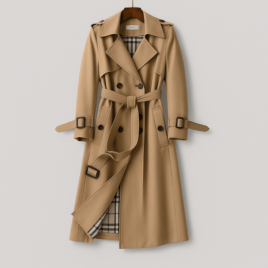 Trench Coat Long en Coton pour Femme - Emilia Lane