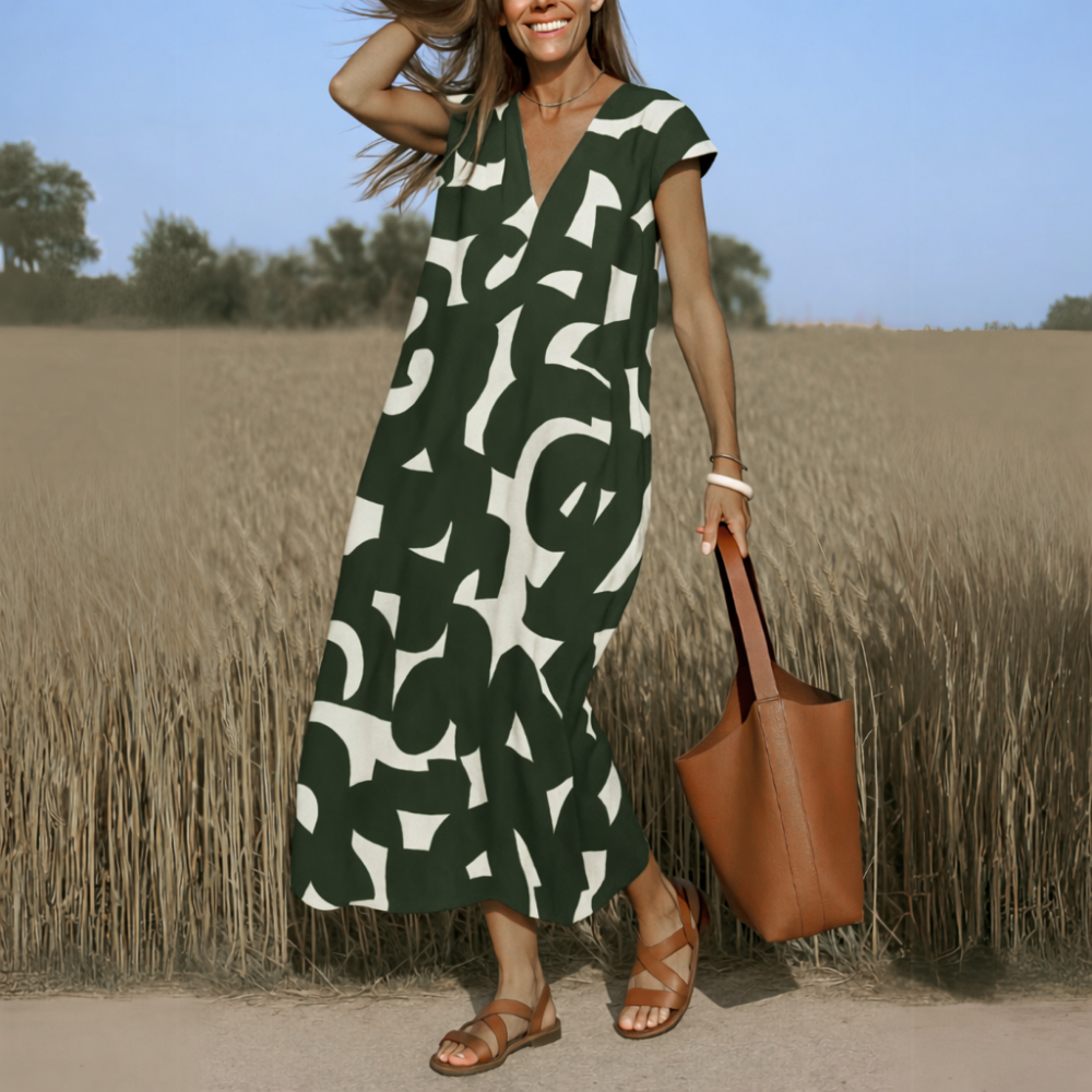 Long Dress with Geometric Print for Women | Ideal for Summer