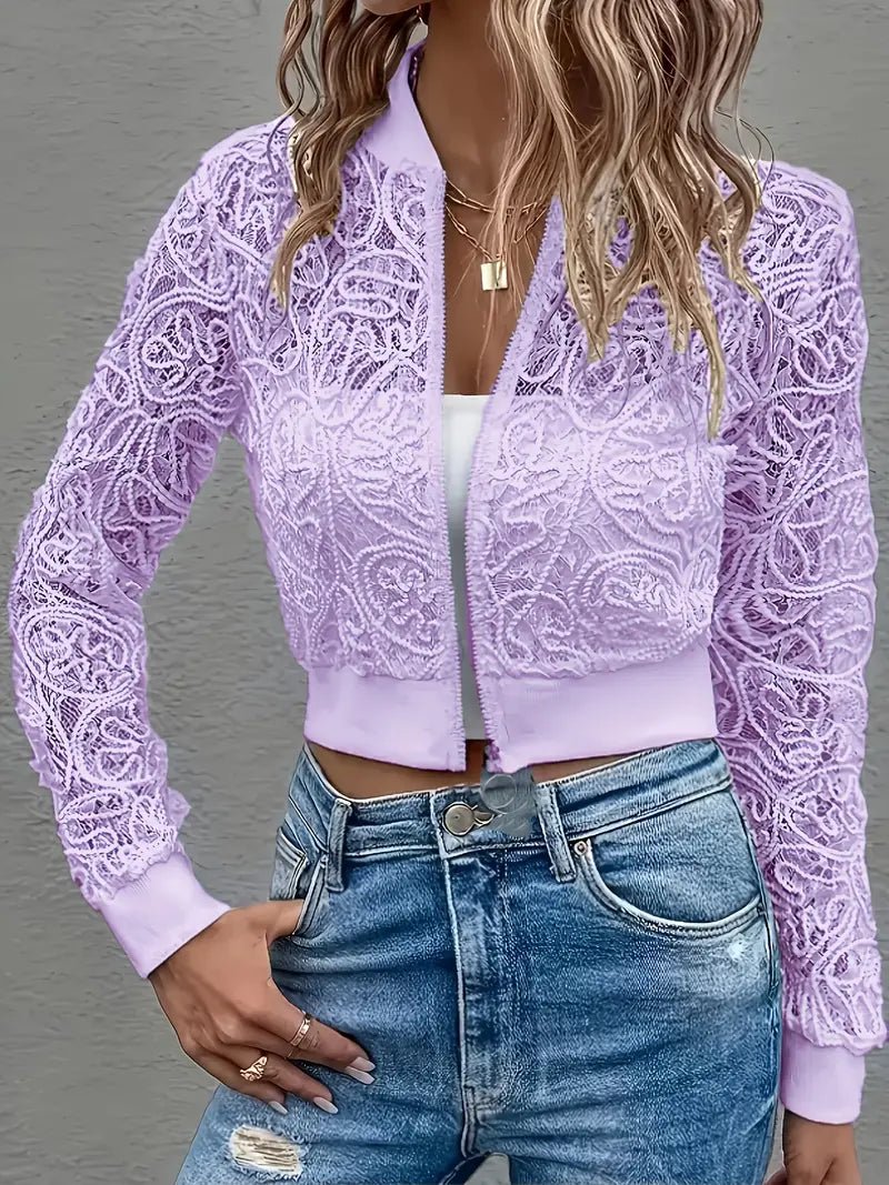 Veste bomber courte en dentelle pour Femmes - Emilia Lane