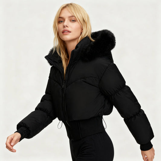 Veste Courte Élégante avec Capuche Amovible pour Femmes - Emilia Lane