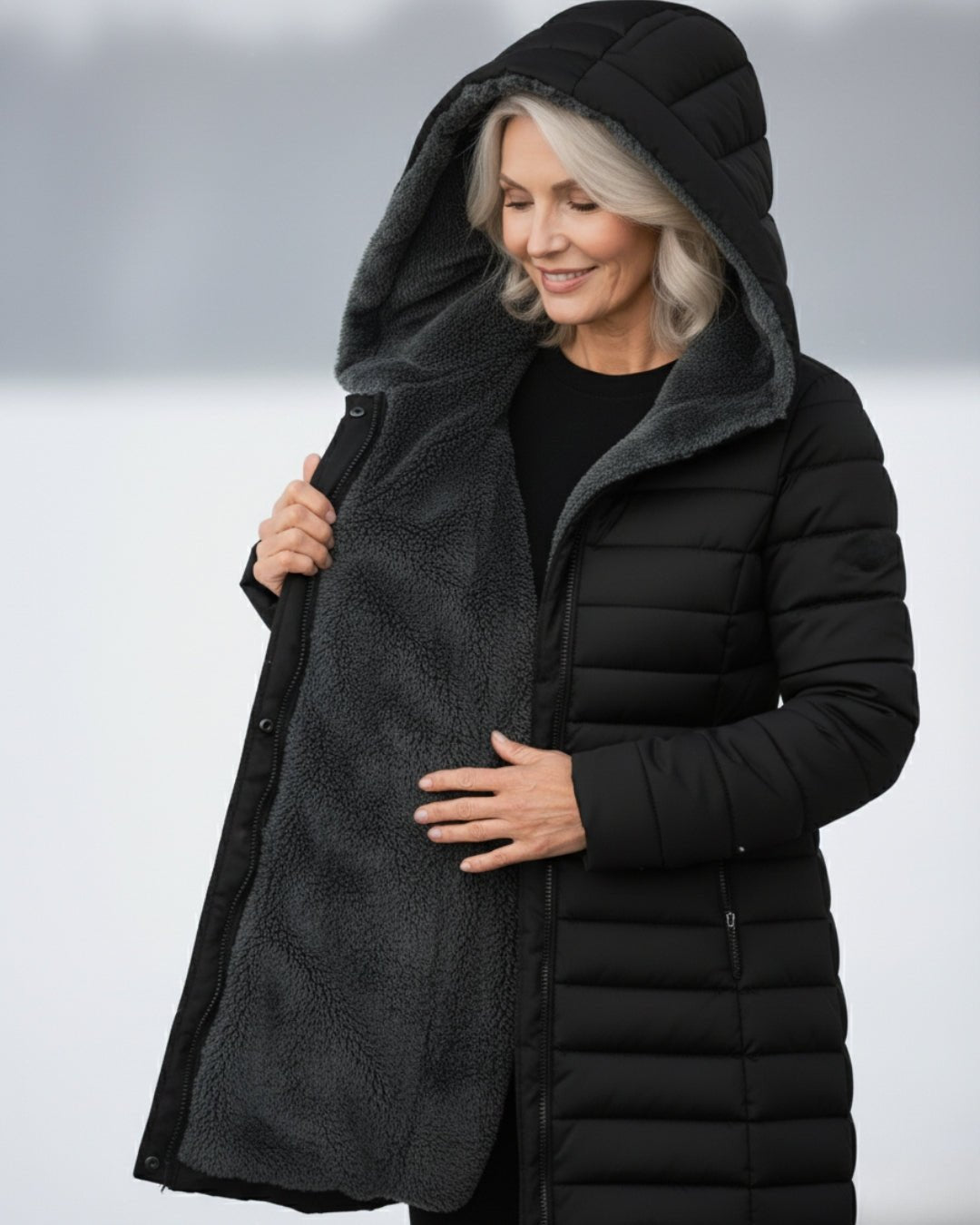 Veste d'hiver matelassée avec capuche pour femmes - Emilia Lane