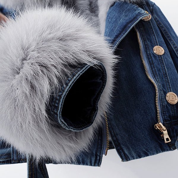 Veste en Denim à Col en Fausse Fourrure pour Femmes - Emilia Lane