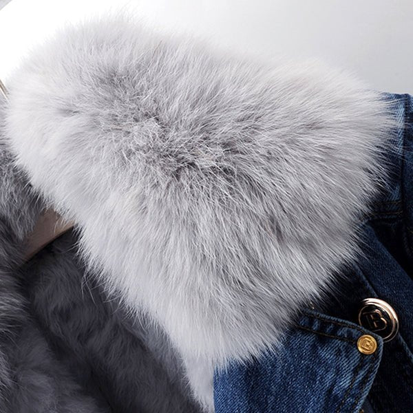 Veste en Denim à Col en Fausse Fourrure pour Femmes - Emilia Lane