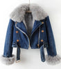 Veste en Denim à Col en Fausse Fourrure pour Femmes - Emilia Lane