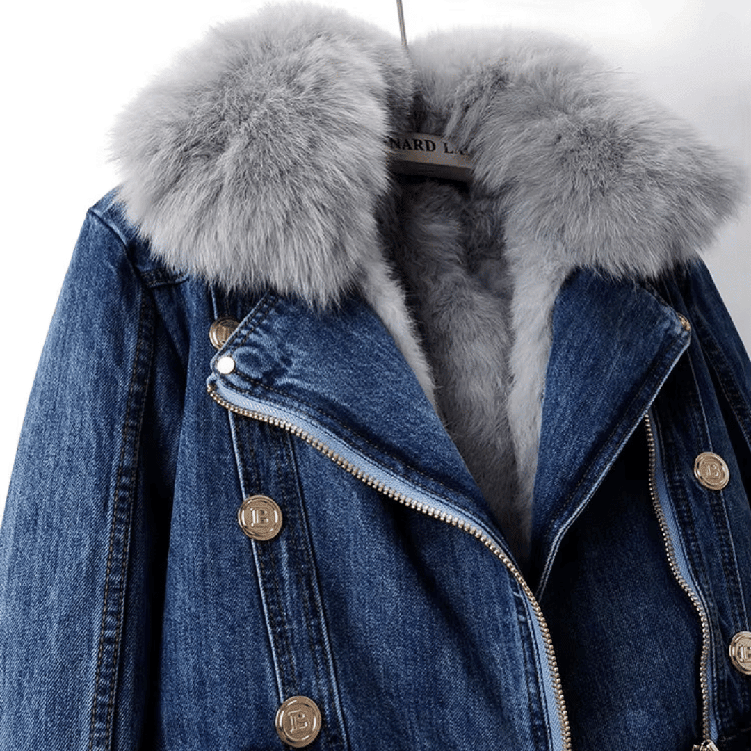 Veste en Denim Doublée de Fausse Fourrure pour Femme - Emilia Lane