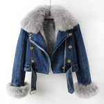 Veste en Denim Doublée de Fausse Fourrure pour Femme - Emilia Lane