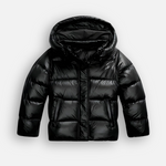 Shiny Quilted Oversized Puffer Jacket with Hood for Women